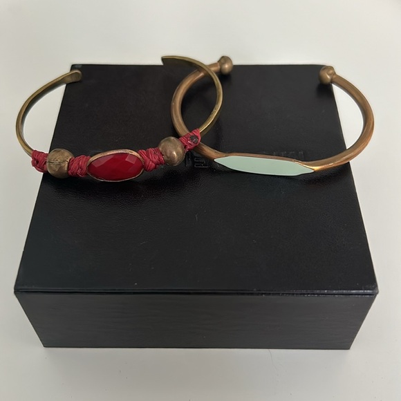 Anthropologie Red and Mint Green Bangle Bracelets - Picture 4 of 6
